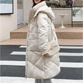 thumbnail image 5 of jtjvou Women's Long Puffer Winter Coat Trendy 2023 Padded Down Jackets Faux Fur Hood Full Zip Up Parka Coats for Women White,M, 5 of 9