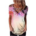 thumbnail image 1 of Camiseta de manga corta con cuello en V y estampado de moda para mujer Pompotops hkajfhjk462715, 1 of 5