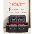 thumbnail image 4 of KFFKFF Loveseat Recliner Sofa, Power Reclining Couch with Heating & Massage and Timer, PU Leather Electric Recliner Sofa with USB Ports, Cup Holders and Side Bags, 4 of 9