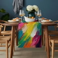 thumbnail image 2 of Colorful Pigment Table Runner - 48 Inch Long, Kitchen Dining Table Runner Dresser Scarves, Abstract Color Block Oil Painting Farmhouse Decor for Coffee Tables Wedding Party Banquet, 2 of 8