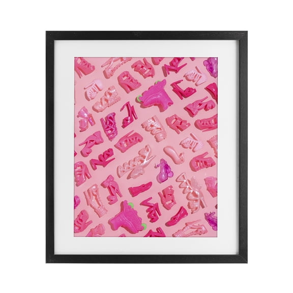Stupell Industries Contemporary Tiny Doll Shoes Pink Black Framed Print Under Glass, 13 x 16, by LISH Creative