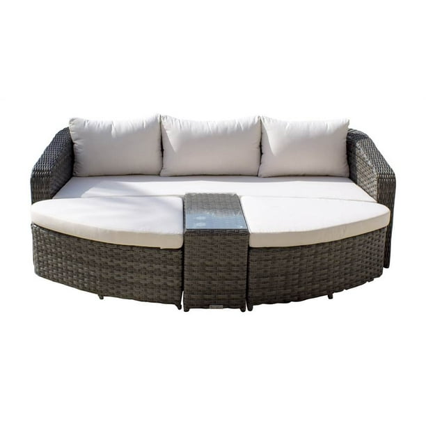 4 Pc Outdoor Daybed Set With Cushions In Gray Sunbrella Dolce Oasis Com Pc Outdoor Daybed Set With Cushions In, Wicker Patio Daybed Set
