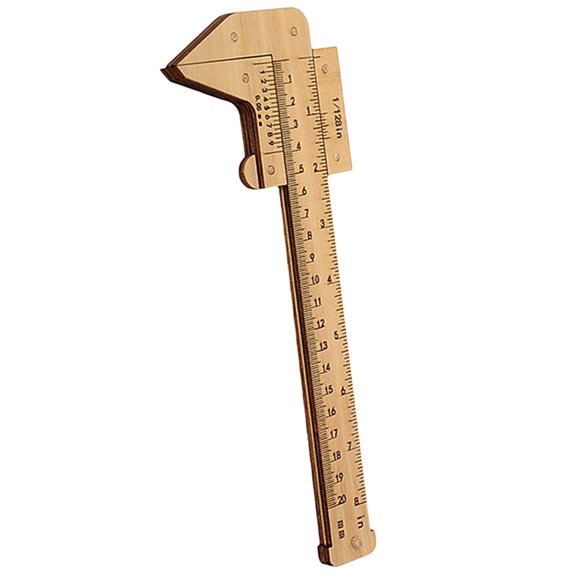 OUNONA Beige Wooden Vernier Caliper Measuring Tool for Math with Clear Scale 12 Inch