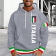 thumbnail image 2 of XIAOCHA Men's Drawstring Hoodie Italia Flag Graphic Long Sleeve Pullover Top, Light Gray, Sizes XXXL, 2 of 4