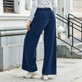 thumbnail image 5 of WTOBBY Women's Wide Leg Stretch Jeans, Mid Rise Elastic Waist Baggy Denim Pants with Pockets for a Casual Trendy Look, Comfortable Loose Fit Trousers,Dark Blue L, 5 of 5
