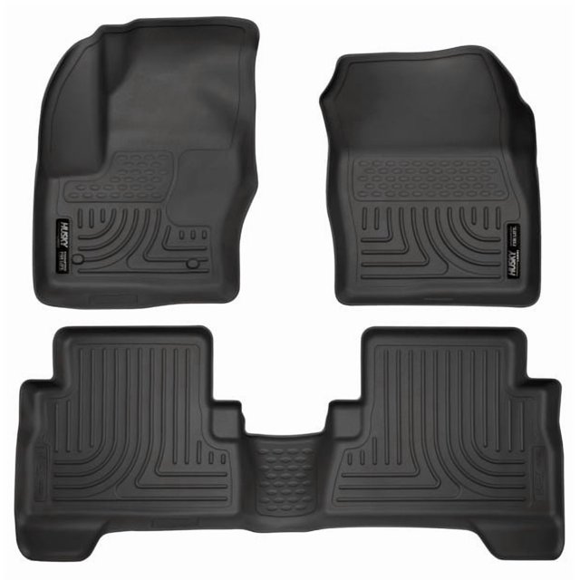 Husky Liner Floor Liner 99741 WeatherBeater; Molded Fit; Smooth Arcing Ribs/Raised Heel Pad; Black; Rubber; 3 Piece