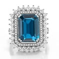 thumbnail image 3 of Gem Stone King 925 Sterling Silver London Blue Topaz Ring for Women (10.10 Cttw, Emerald Cut 14X10MM, Gemstone Birthstone, Available in Size 5, 6, 7, 8, 9), 3 of 6