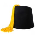 thumbnail image 2 of Black Fez with Gold Tassel - L - Black, 2 of 3