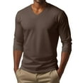 thumbnail image 2 of Men Long Sleeve V Neck Pullover Shirt Lightweight Regular Fit Soft Fabric Plain Basic Top for Daily Wear, 2 of 6