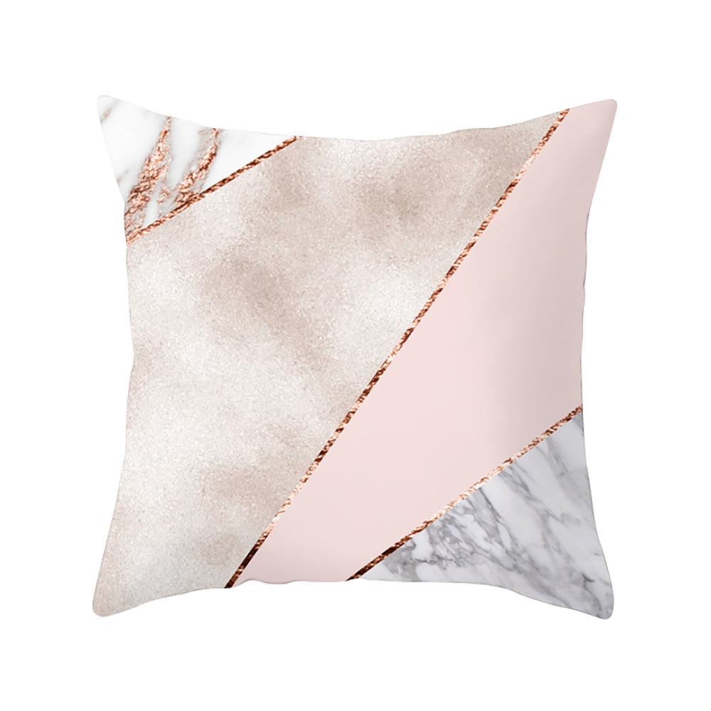 Rose Gold Cushion Cover &Grey Geometric Marble Pillow Case Sofa Bed Room 