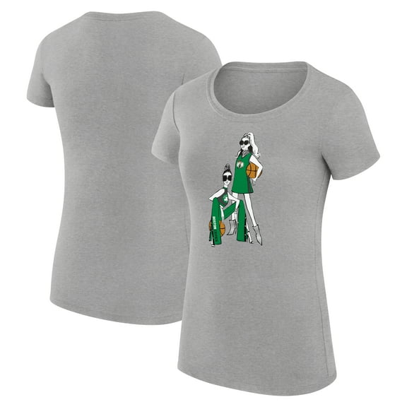 Women's G-III 4Her by Carl Banks Heather Gray Boston Celtics Super-Slim Fit Lightweight Basketball Girls T-Shirt