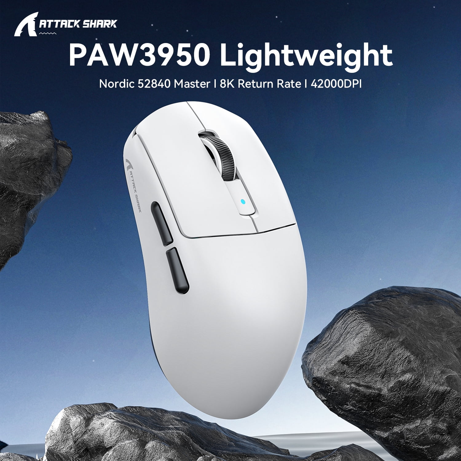 ATTACK SHARK R6 Ultralight 39g Wireless 8K PAW3950MAX Gaming Mouse, Nordic 52840 Chip, DPI up to 42000, 8000Hz Polling Rate, Ice-feeling Coating