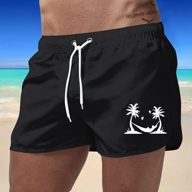 WILLBEST Short de Plage Imprimé Arbre de Coco en Polyester pour Hommes Sports Mode Loisirs Voyage