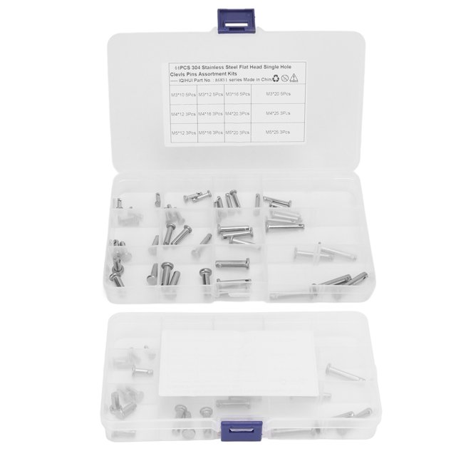 12 Tailles de Goupilles à Chape en Acier Inoxydable, Goupilles à Chape à Tête Plate à Trou Unique, Kit d'Assortiment de Goupilles Rondes en Forme de T M3 M4 M5 pour Voiture, Ateliers