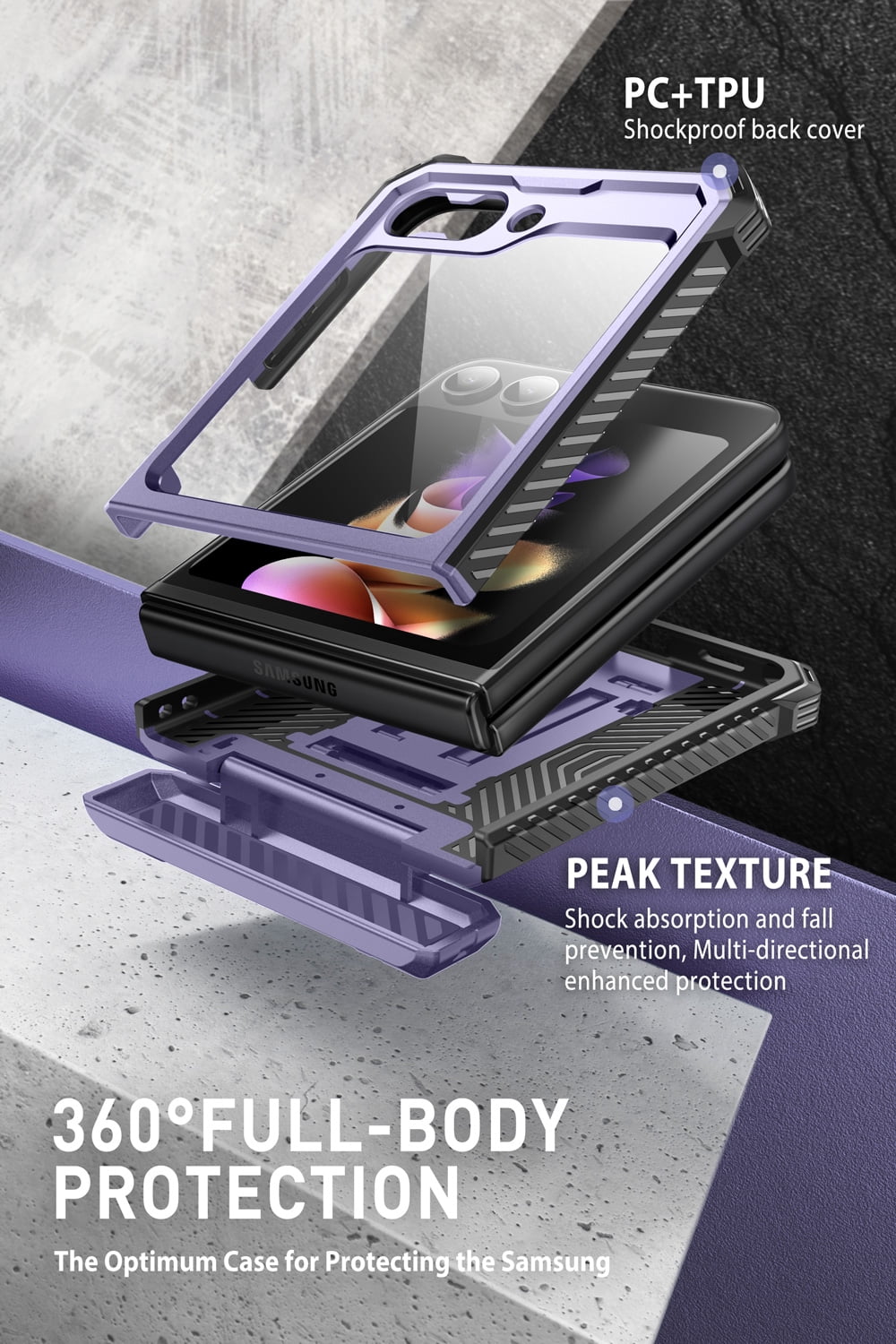 i-Blason Armorbox Shock-Absorbent & Resistant Holster Cell Phone Case for Galaxy 2023 ZFlip5, Mauve