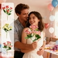 thumbnail image 1 of Ramo de rosas artificiales Arreglo floral de plástico – Rosa, rojo, amarillo 1 pieza • Flores realistas de 13 pulgadas • Regalo de bajo mantenimiento para casa, oficina, decoración romántica, 1 of 6