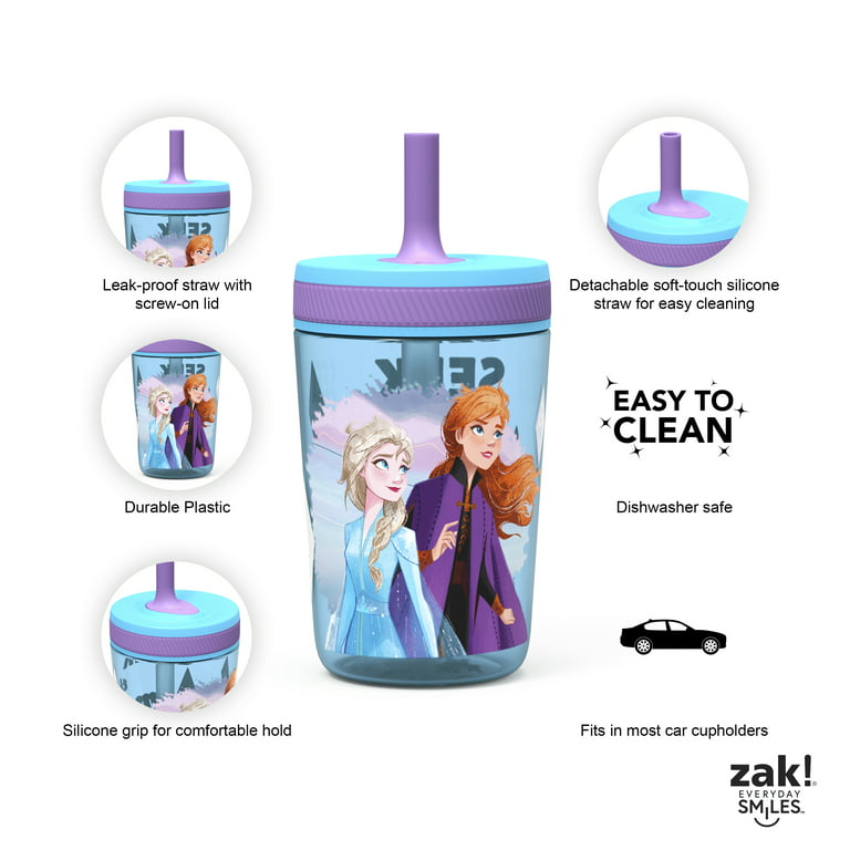 Zak Designs 13oz Disney Frozen 2 Movie Double Wall Tumbler with Lid and Straw, Made of Break-Resistant Plastic (Elsa, 13oz, Non BPA)