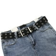 thumbnail image 3 of 2-Row Metal Grommets Canvas Long Casual Belt, 3 of 10