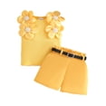 thumbnail image 2 of Ulitacool Clothes For Girls Summer Sleeveless Floral Vest T Shirt Tops Shorts Cute Crewneck Outfits 9-12 Months Yellow, 2 of 5