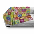 thumbnail image 3 of Colorful Soft Flannel Fleece Blanket, Squares Lively Colors with Hand Drawn Style Circles Childish Kids Nursery Design, Cozy Plush for Indoor and Outdoor Use, 70" x 90", Multicolor, by Ambesonne, 3 of 6