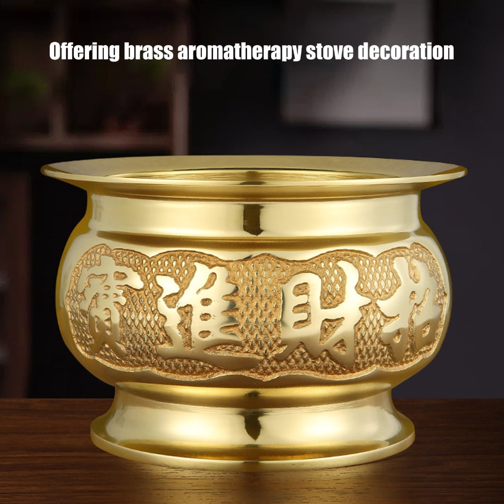 Antiqued Brass Incenses Burners Holder Offering Bowl Chinese Buddhas Censers