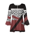 thumbnail image 3 of Blusas de Algodón para las Mujeres Impresas 3/4 Mangas V-Cuello Camiseta, Blusa de Algodón de Imitación Casual para las Mujeres, 3 of 5