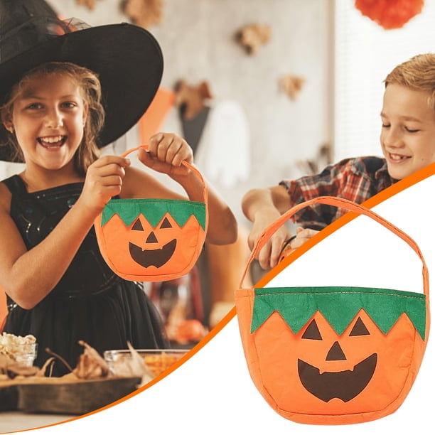 Bolsas para Dulces de Halloween | Bolsa de Tela No Tejida Resistente de Color Naranja | Artículos para Fiestas Infantiles de Gran Capacidad para Halloween, Disfraces, Celebraciones y Eventos Festivos