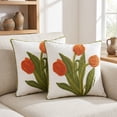 thumbnail image 6 of REGALWOVEN Floral Embroidered Decorative Throw Pillow Covers Set of 2, Farmhouse Flower Pattern Flower-2 18" x 18", 6 of 7