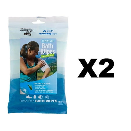 - Bath Wipes Hypoallergenic Travel Camping (2-Pack of 8), Stay Clean on the Go. By Adventure Medical Kits