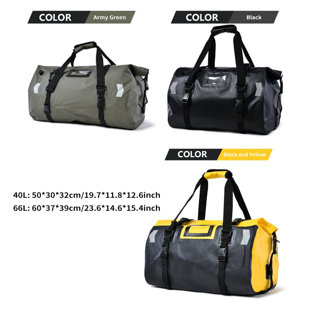 Duffle Motorcycle Dry Bag, Large Capacity Waterproof Duffle Bag With Roll Top Closure, Shoulder Straps, Reflective Design Army Green, 40L