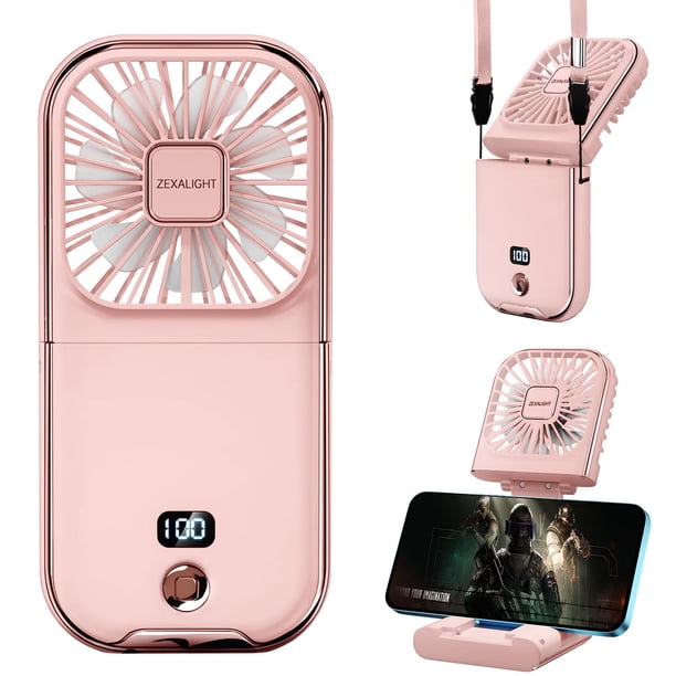 Ventilador portátil de mano ZEXALIGHT recargable por USB 5 en 1 rosa