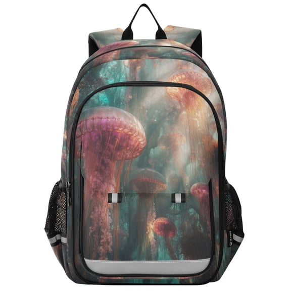 FORMRS Unisex School Backpack 17" Student Travel Bag with Laptop Compartment, Psychedelic Forest