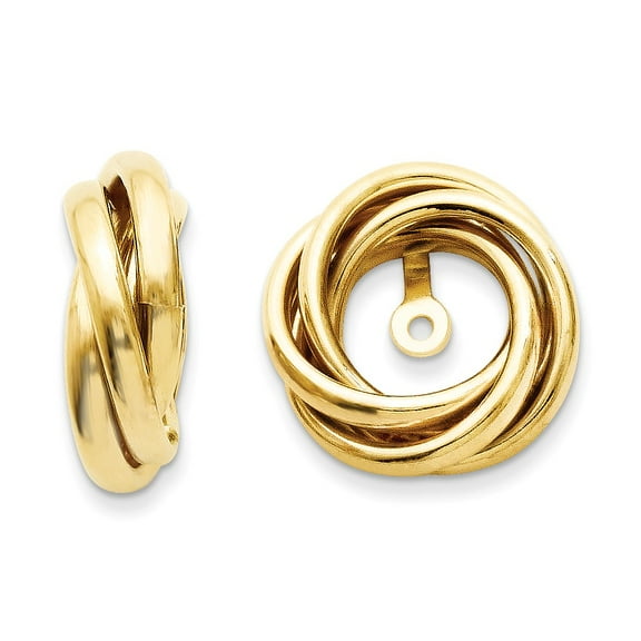 14K Yellow Gold Earring Button Women'S 13 mm Polished Love Knot Jackets