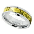 thumbnail image 3 of 8mm Men's Tungsten Ring - Polished Comfort Fit Beveled Edge Tungsten Carbide Ring with Desert Storm Camouflage Inlay, 3 of 3