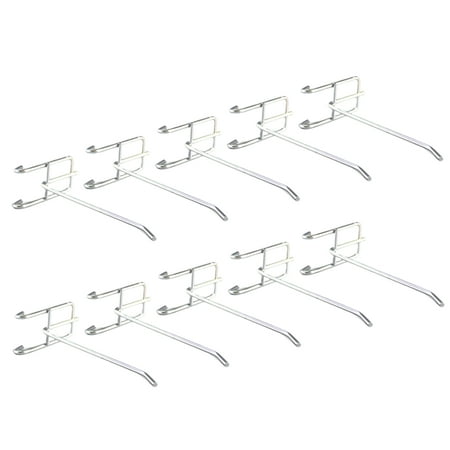 

Yesbay 10Pcs Mesh Panel Hooks Thickened Chrome-plated Silver Color Grid Wall Exhibition Hangers for Supermarkets Garages Silver 15cm