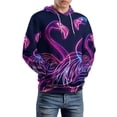 thumbnail image 2 of POBUDS Hoodie, Regular Fit Sporty Pullover Hooded Sweatshirt for Men Women Neon Flamingo 2XL, 2 of 6
