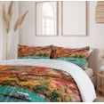 thumbnail image 6 of Ambesonne Landscape Duvet Cover Sets, Boatman in Kyoto Japan, 2-Queen, Dark Seafoam Vermilion, 6 of 7
