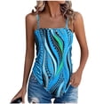 thumbnail image 2 of ClodeEU Women's Bohemian Spaghetti Strap Tank Top ,Casual Sleeveless Camisole with Asymmetric Hem Sky Blue 10,Womens Plus XXL, 2 of 6