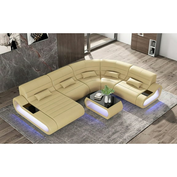 Mofit Home Curve Shape Sectional Sofa, Beige