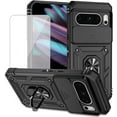 thumbnail image 1 of KOMI for Pixel 8 Pro Case, Google 8 Pro Case with Tempered Glass Screen Protector and Slide Camera Cover, Magnetic Ring Car Mount Holder Kickstand Protective Cases Cover for Google Pixel 8 Pro Black, 1 of 5