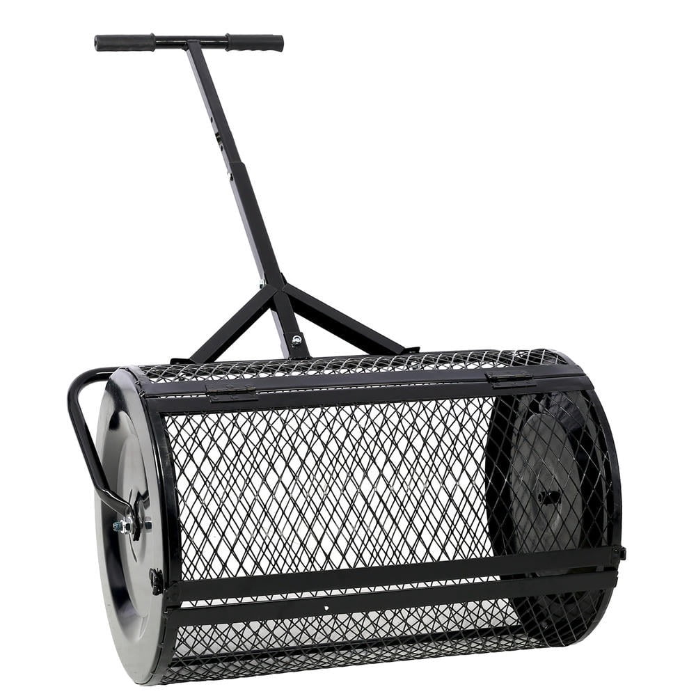 Barara King Peat Moss Spreader, Spreader for Lawn and Garden,Peat Moss Spreader 24inch, T shaped Handle for planting seeding,Lawn and Garden Care Manure Spreaders Roller