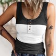 thumbnail image 1 of Haut Sans Manches Côtelé pour Femmes, Camisole Basique à Boutons Col Rond Décontracté Extensible pour Quotidien Dégradé Bleu, Dégradé Rose, Dégradé Rouge, Dégradé Violet, Rose Bleu, Noir Blanc, 1 of 6