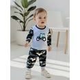 thumbnail image 4 of Miaouyo Toddler Baby Boy Fall Outfit 6 12 18 24 Months 2t 3t 4t Tractor Print Long Sleeve T-shirts Camo Elastic Waist Pants 2 Piece Set, 4 of 9