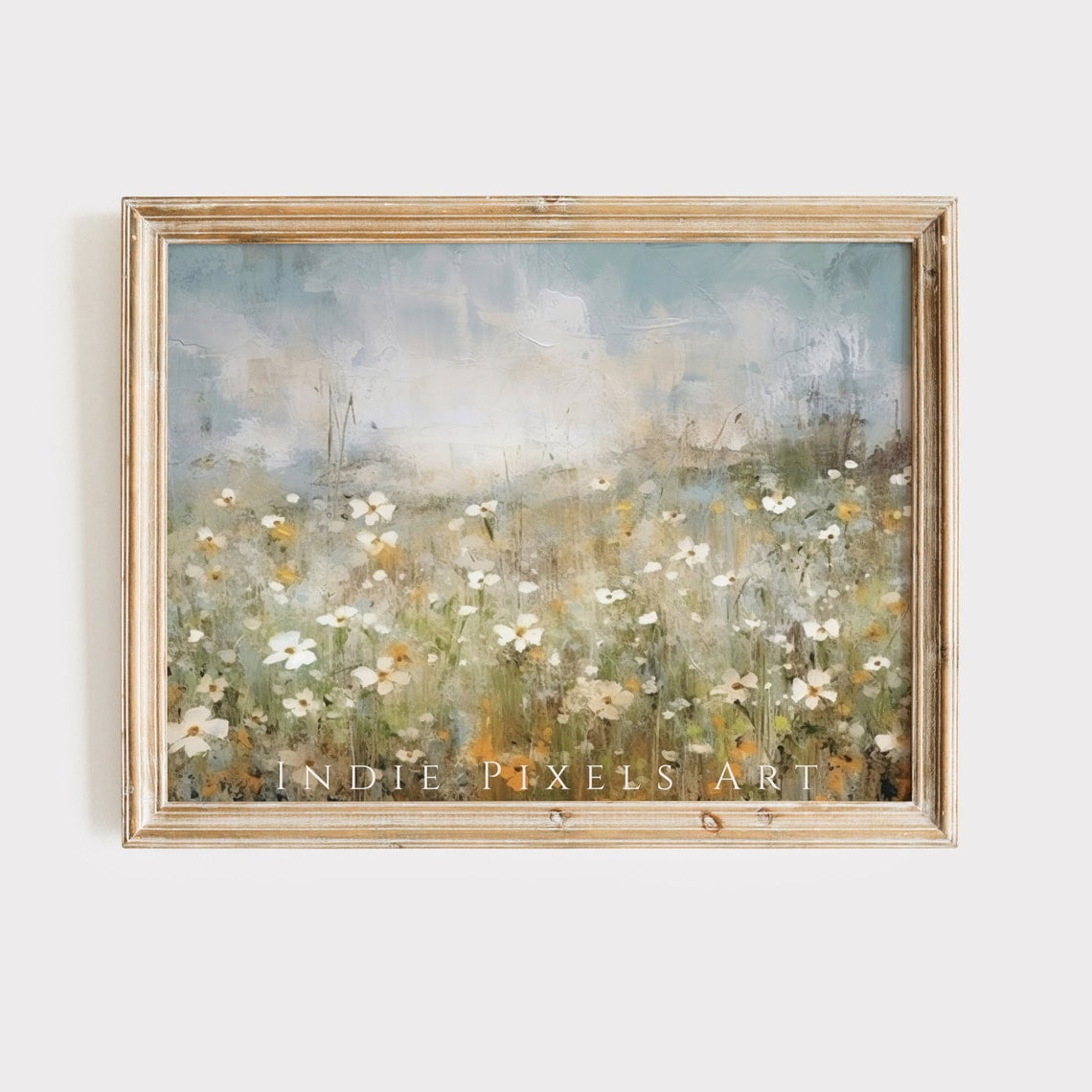 Spring Meadow Landscape Wall Art Print Tonal Neutral Seasonal Living Room And Home Decor
