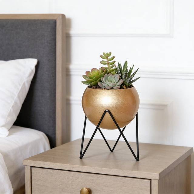 Modern Metal Floor Planter With Stand, Decorative Pot With Drainage For Living Room, Office, Garden Or Balcony, Rust-Resistant Frame, Multi-Color Options, Elevated Design For Stylish Green Display