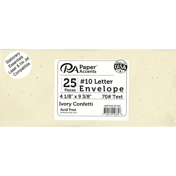 Envelope #10 Letter 25pc Ivory Confetti