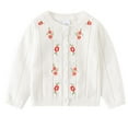 thumbnail image 2 of Odeerbi Infant Girls Embroidered Cardigan Sweater Fall Winter Knitted Cardigan Baby Cotton Sweater Embroidery Wool Sweater Round Neck Tops White, 2 of 7