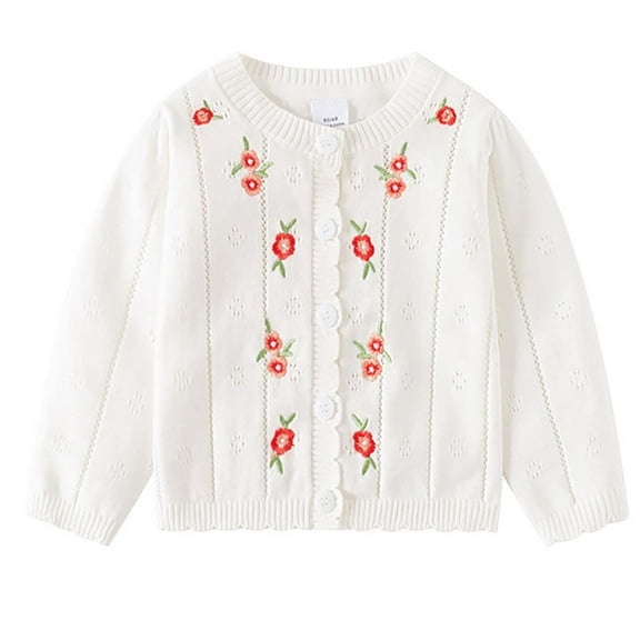 Winter Toddler Girls and Warm Jackets Girls Knitted Cardigan Fall And Winter Models Yangqi Baby Cotton Jacket Embroidery Wool Sweater Round Neck Tops Save to 65% off!