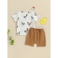 thumbnail image 5 of Baby Boy 2 Piece Set, Round Neck Rooster Print Short Sleeve Tops + Elastic Waist Solid Color Shorts Infant Toddler Summer Outfit, 5 of 9