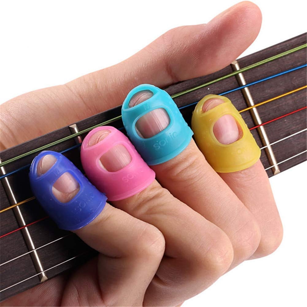 Cribun Guitar Accessorie, 5Pcs Silicone Left Hand Fingertip Protector
